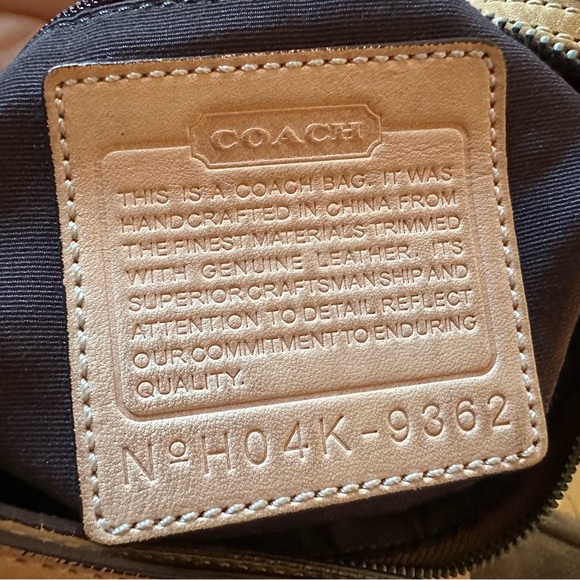 Coach 9362 signature soft - Gem Coach Crossbody Bag H04K-9362, Khaki with Tan Leather, Very Good Condition